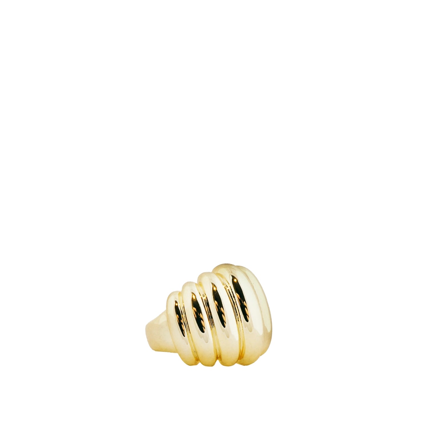 Marlyn Schiff Gold Plated Ribbed Dome Ring