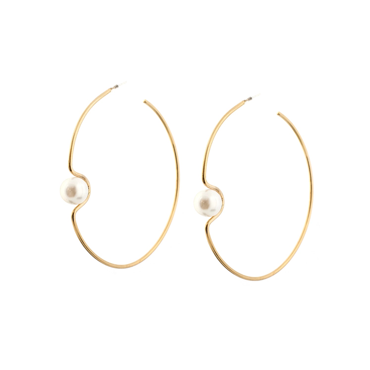 Marlyn Schiff Large Pearl Inset Hoop